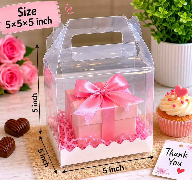 Transparent Cake Packaging Box Hamper Box with Handle | Premium Clear Birthday Mousse Cake Box for Pastries, Desserts & Gifting
