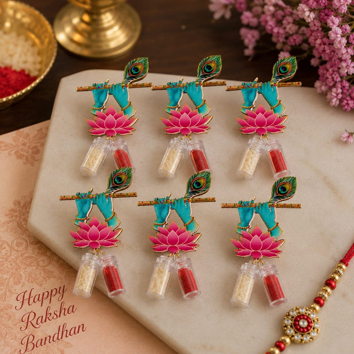 6 Pcs MDF Roli Chawal | Roli Chawal Holder  | Raksha Bandhan Return Gift | 3 Designs | 2.5 Inch
