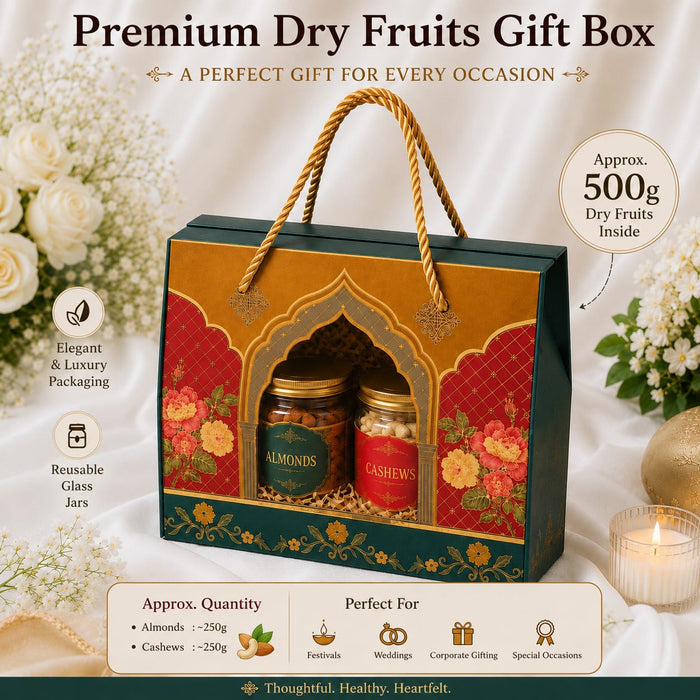Royal Floral Window Hamper Box with Luxury Rope Handle | Premium Gift Packaging Box for Wedding, Rakhi, Diwali, Return Gifts, Chocolates & Dry Fruits | 19 × 15 × 10 CM