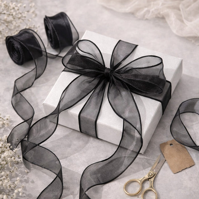 Organza Ribbon Roll for Decoration & Gift Packing – 1.5 Inch Wide Decorative Ribbon for Wedding, Hamper Packing, Craft & Gift Wrapping (Approx. 8 Meter Roll)