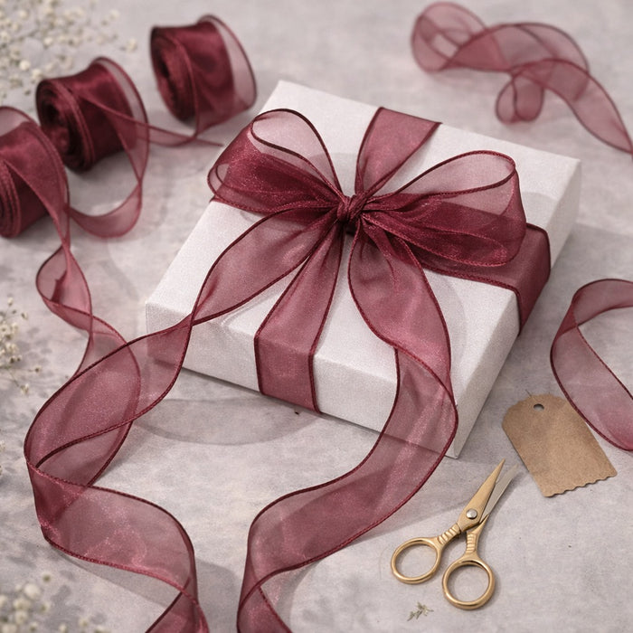 Organza Ribbon Roll for Decoration & Gift Packing – 1.5 Inch Wide Decorative Ribbon for Wedding, Hamper Packing, Craft & Gift Wrapping (Approx. 8 Meter Roll)
