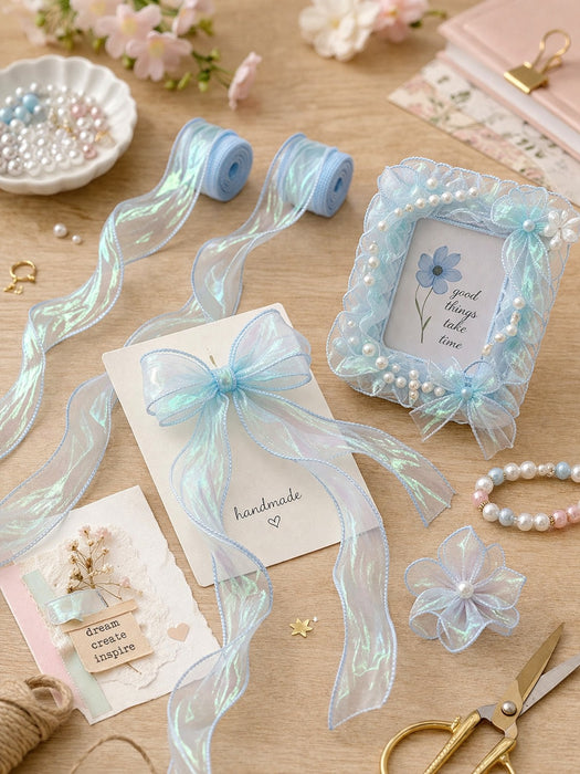 Shiny Organza Ribbon Roll for Decoration & Gift Packing – 1.5 Inch Wide Decorative Ribbon for Wedding, Hamper Packing, Craft & Gift Wrapping (Approx. 8 Meter Roll)