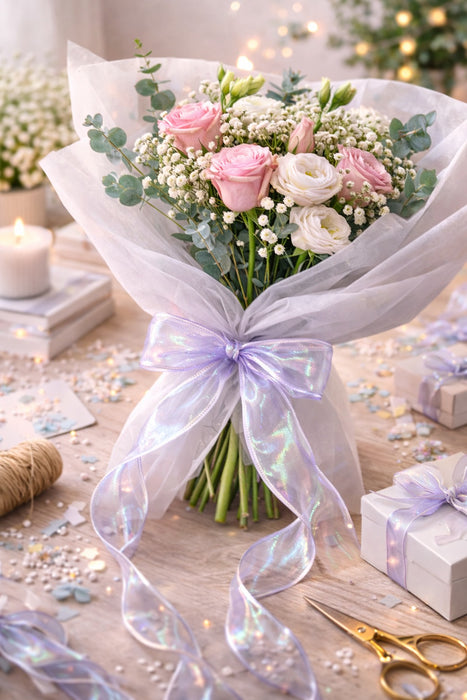 Shiny Organza Ribbon Roll for Decoration & Gift Packing – 1.5 Inch Wide Decorative Ribbon for Wedding, Hamper Packing, Craft & Gift Wrapping (Approx. 8 Meter Roll)