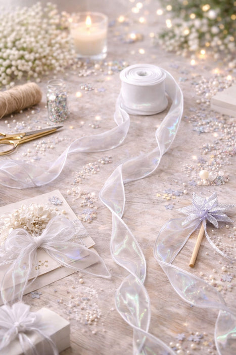 Shiny Organza Ribbon Roll for Decoration & Gift Packing – 1.5 Inch Wide Decorative Ribbon for Wedding, Hamper Packing, Craft & Gift Wrapping (Approx. 8 Meter Roll)