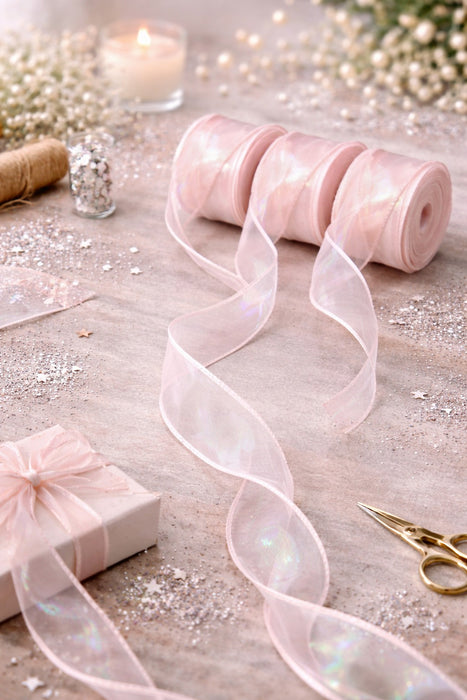 Shiny Organza Ribbon Roll for Decoration & Gift Packing – 1.5 Inch Wide Decorative Ribbon for Wedding, Hamper Packing, Craft & Gift Wrapping (Approx. 8 Meter Roll)