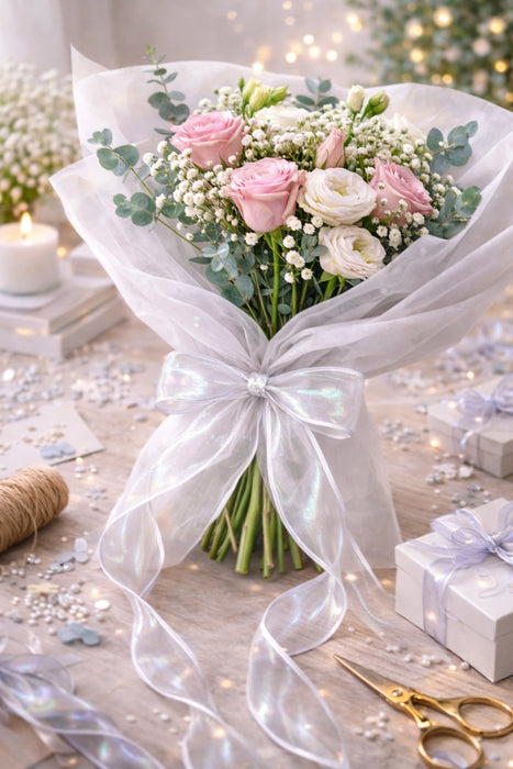 Shiny Organza Ribbon Roll for Decoration & Gift Packing – 1.5 Inch Wide Decorative Ribbon for Wedding, Hamper Packing, Craft & Gift Wrapping (Approx. 8 Meter Roll)