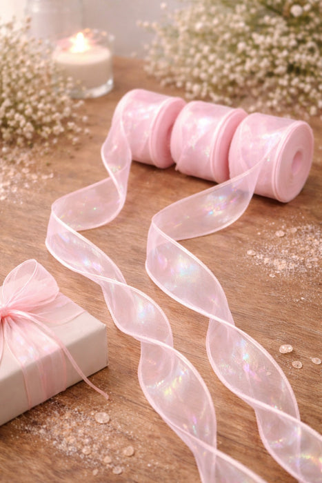 Shiny Organza Ribbon Roll for Decoration & Gift Packing – 1.5 Inch Wide Decorative Ribbon for Wedding, Hamper Packing, Craft & Gift Wrapping (Approx. 8 Meter Roll)