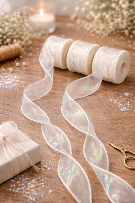 Shiny Organza Ribbon Roll for Decoration & Gift Packing – 1.5 Inch Wide Decorative Ribbon for Wedding, Hamper Packing, Craft & Gift Wrapping (Approx. 8 Meter Roll)