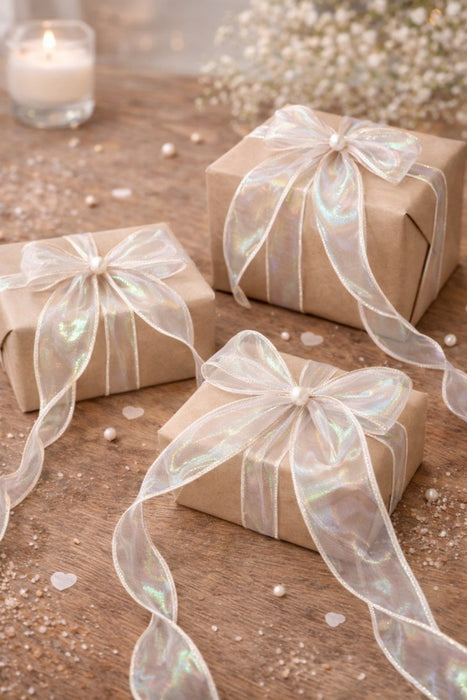 Shiny Organza Ribbon Roll for Decoration & Gift Packing – 1.5 Inch Wide Decorative Ribbon for Wedding, Hamper Packing, Craft & Gift Wrapping (Approx. 8 Meter Roll)