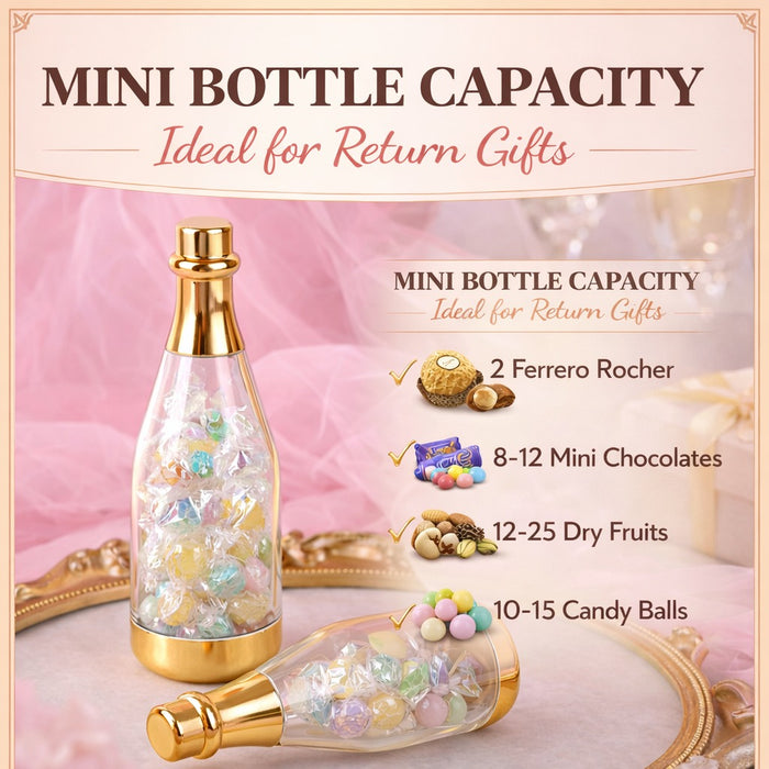 Small Size Golden Acrylic Box Champagne Design Plastic Storage Bottles (11.5 cm) | Perfect for Return Gifts, Chocolates, Dry Fruits & Invitations baatli,batli,chandi