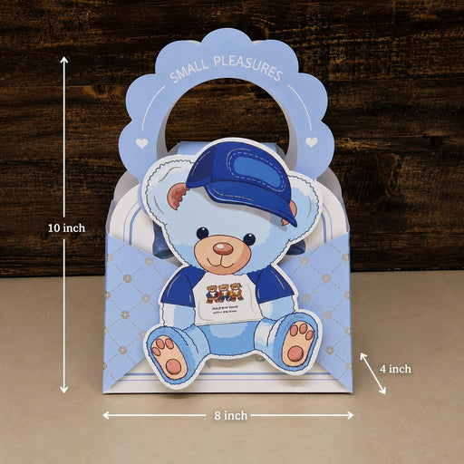 Cute Teddy Theme Paper Gift Bag for Return Gifts |(10×8×4 inch) Baby Shower & Birthday Candy Bag | 2 Colors Available