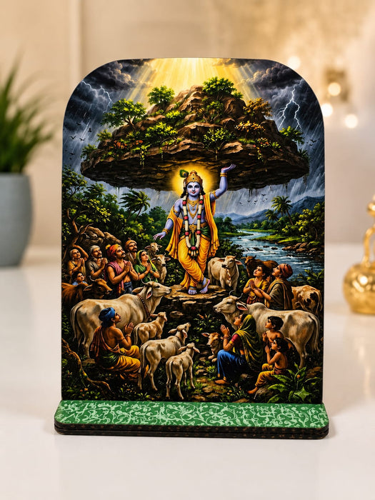 13 Pcs MDF Krishna Jhanki  Cutout  Set with stand   (Approx. 4 x 5 Inch) | Bal Krishna Leela Mini Table Top Decor for Janmashtami, Krishna Jhula, Mandir, Pooja & Festival Decoration JSK
