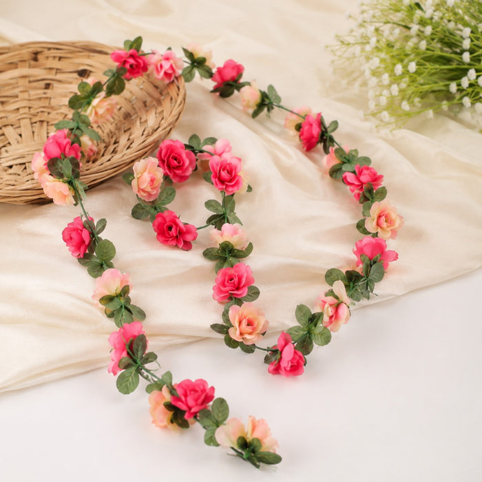 Artificial Pink & Light Pink Flower  line Hanging  | Door Hanging, Home Décor & Ganpati Decoration