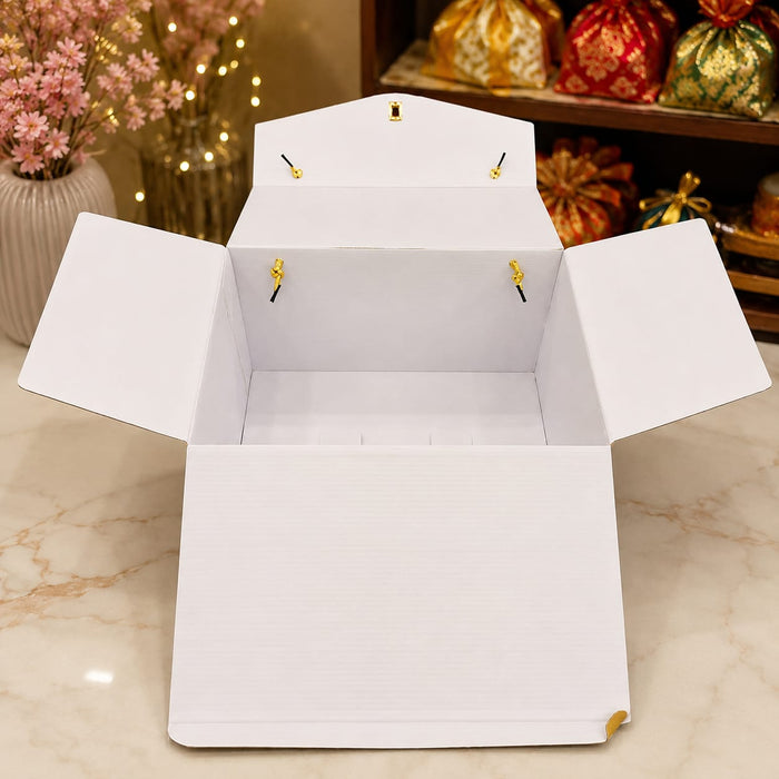 Premium Decorative Cardboard Gift Box with Handle | Festive & Wedding Hamper Packaging