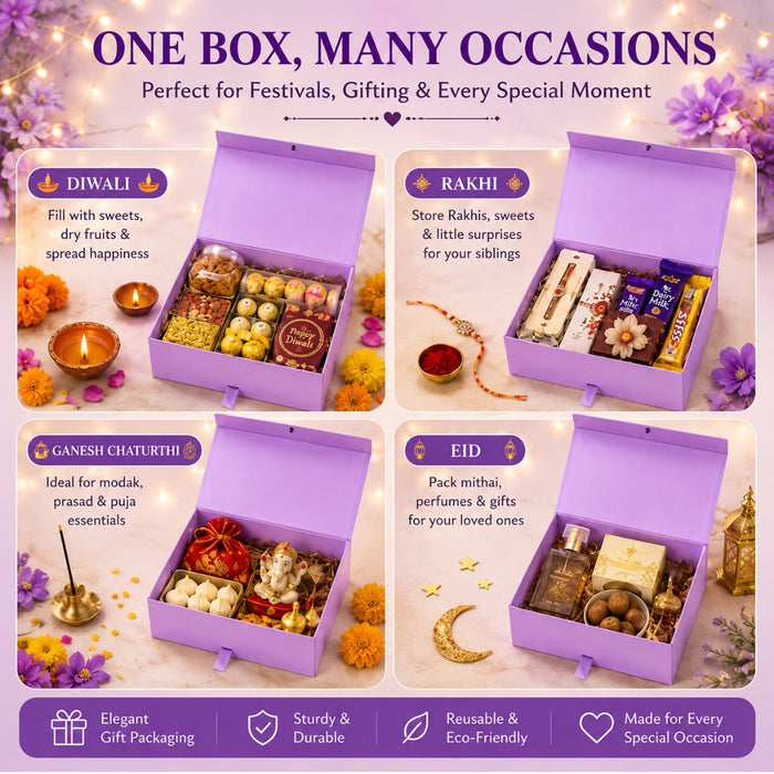 Collapsible  Without Magnet  Decorative Folding Paper Cardboard /Box with ribbon,DIY Box for Gift Hamper,Valentine Gifting,Wedding gifing.