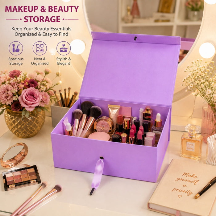 Collapsible  Without Magnet  Decorative Folding Paper Cardboard /Box with ribbon,DIY Box for Gift Hamper,Valentine Gifting,Wedding gifing.