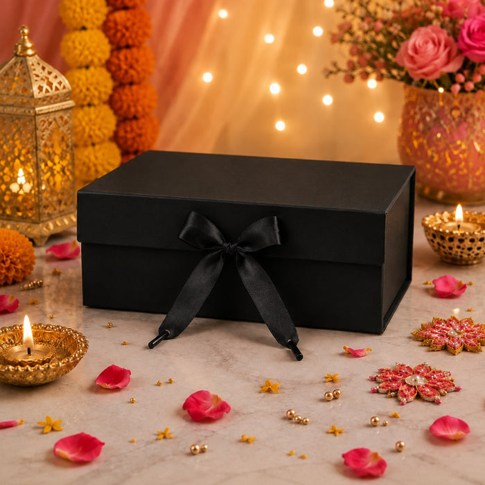Collapsible  Without Magnet  Decorative Folding Paper Cardboard /Box with ribbon,DIY Box for Gift Hamper,Valentine Gifting,Wedding gifing.