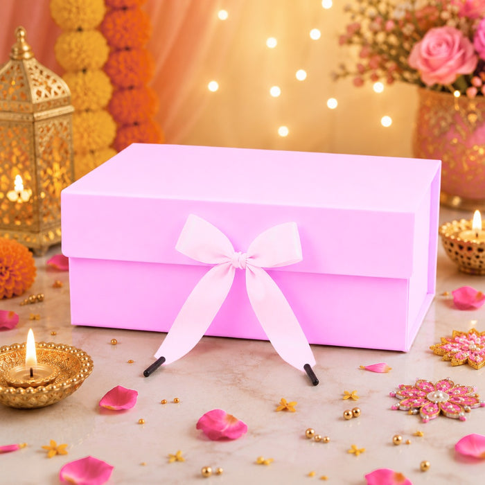 Collapsible  Without Magnet  Decorative Folding Paper Cardboard /Box with ribbon,DIY Box for Gift Hamper,Valentine Gifting,Wedding gifing.
