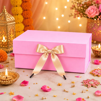 Collapsible  Without Magnet  Decorative Folding Paper Cardboard /Box with ribbon,DIY Box for Gift Hamper,Valentine Gifting,Wedding gifing.
