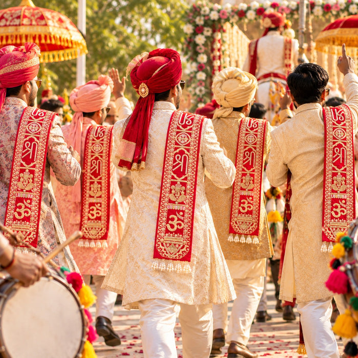 (1 Pcs )Designer Red Traditional Khes | Embroidered Wedding & Festive Khes | Traditional Shagun & Pooja Khes