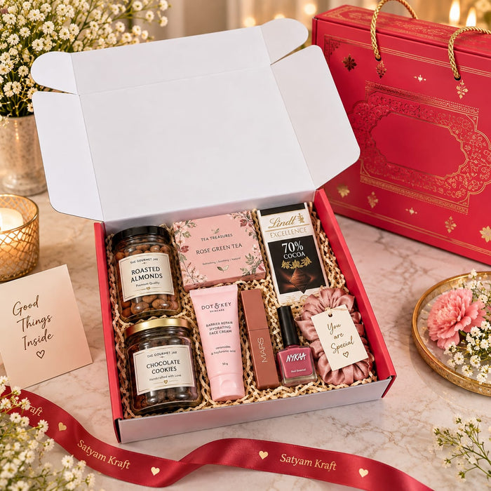 Premium Red Gift Hamper Box with Handle  | Luxury Gift Packaging Box for Wedding, Diwali & Festive Gifting