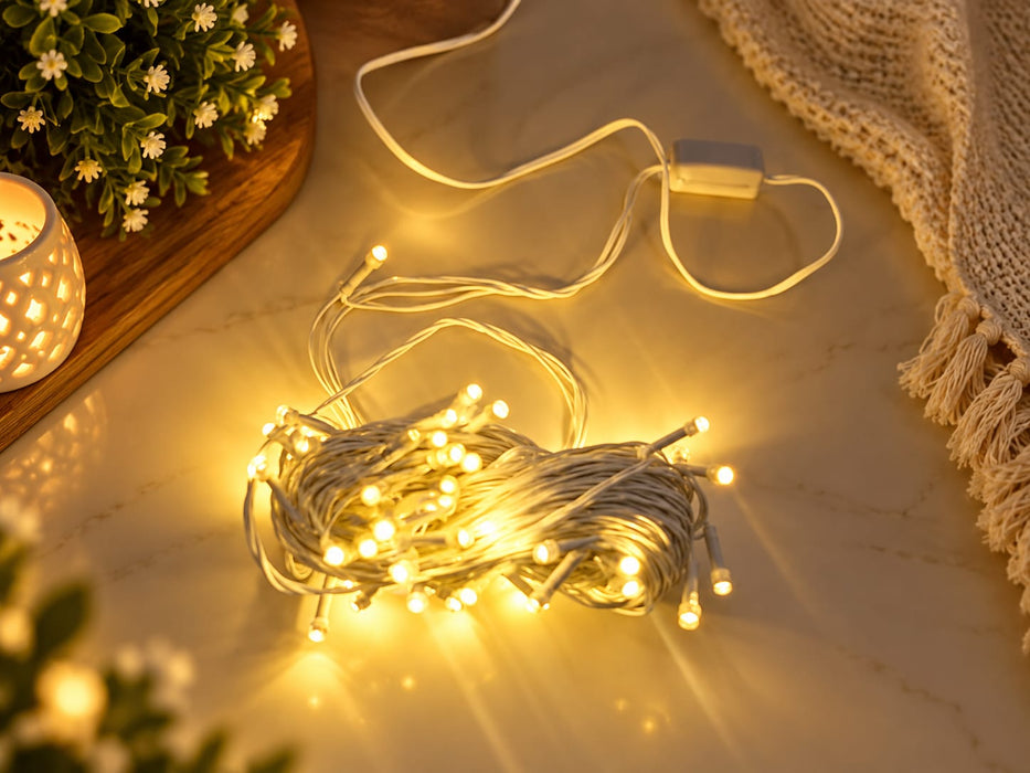 (DESIGN NO.1) LED String Lights for Home & Festival Decoration | Warm White Fairy Lights for Ganpati Mandap, Diwali, Balcony & Wedding Decor