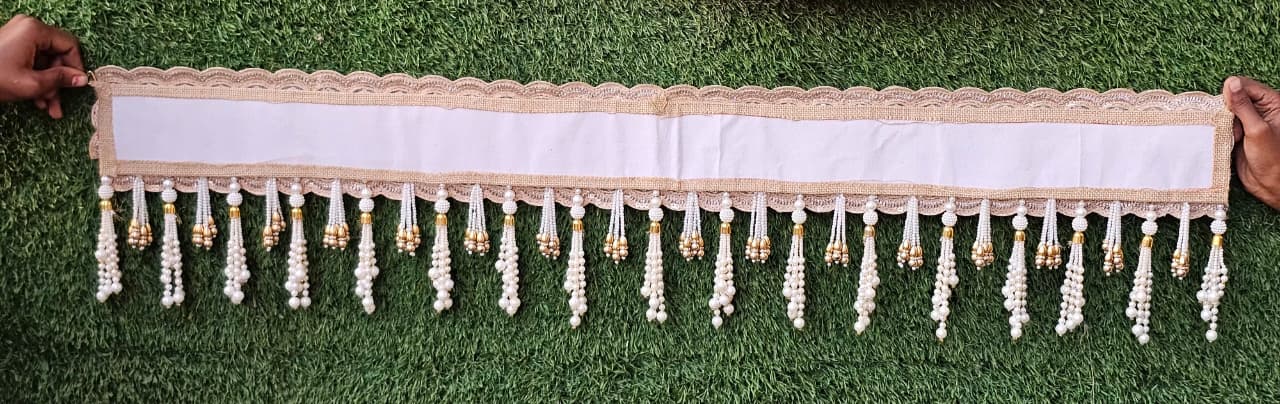 (Design No.1) Premium Designer Door Hanging Toran | Pearl & Stone Embellished Decorative Bandhanwar | Red & Gold Festive Door Decor