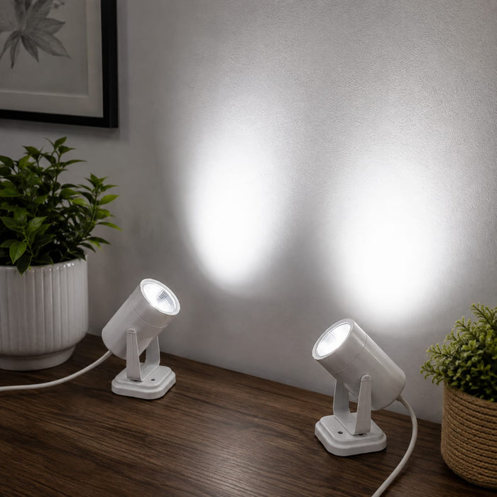(DESIGN NO 9) LED Mini Focus Light available in White and Warm White. Perfect for pooja, festivals, home décor, showcases and highlighting decorative items with a focused and elegant glow.