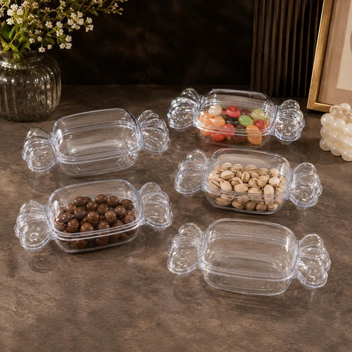 Transparent Candy Shape Plastic Storage Box | Clear Gift Packaging Container for Chocolates, Cookies & Treats
