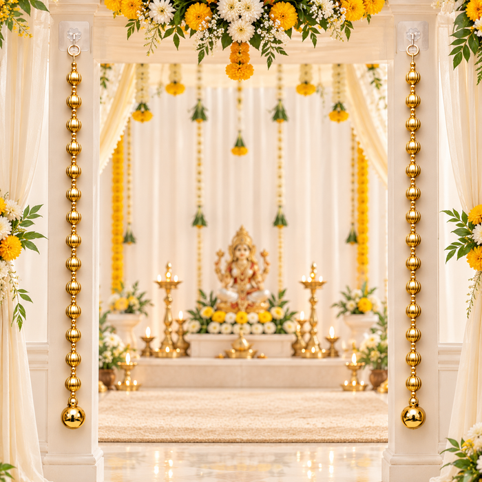 (Design No.14)Premium Golden Bead Side Door Hanging | 31.5 Inch Decorative Hanging Toran | Elegant Home & Festive Décor