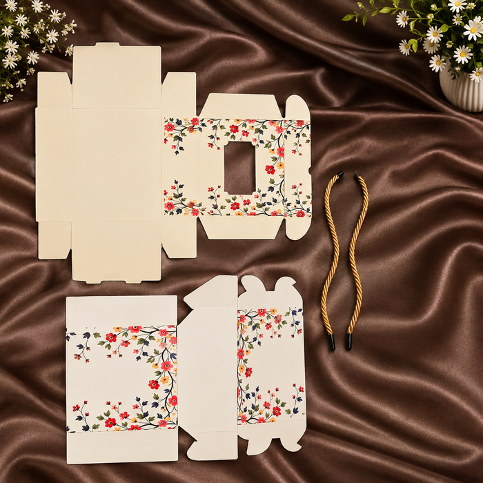 Floral Printed Gift Box with Transparent Window & Rope Handle | Premium Hamper Packaging Box