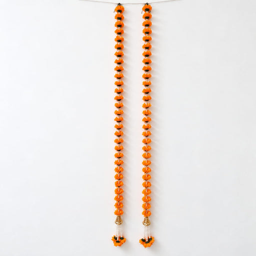(Design No.13)(1 Pair) (2 Pcs ) Marigold Flower Side Hanging 60 Inch | Traditional Artificial Genda Phool Door & Wall Hanging for Diwali, Pooja & Festive Décor