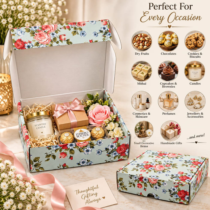 (8 x 8 x 2inch) Multipurpose Decorative Folding Paper Cardboard Box DIY Box for Gift Hamper,Wedding gifing. (Copy) (Copy)