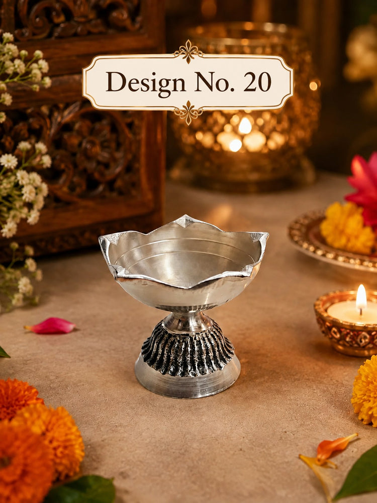 (Design No.20) 4 Pcs Metal Lotus Diya Urli  | Traditional Decorative Oil Lamp for Pooja, Home & Festive Décor | 2.5 Inch Width × 2 Inch Height