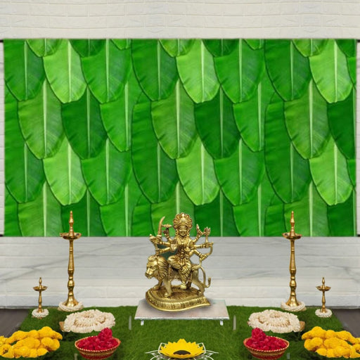 1 pcs Beautiful Banana Leaf  Backdrop Chadar for Religious Celebrations,Wedding Marriage Decore ,Diwali Home Pooja – Perfect Décor (Design-8