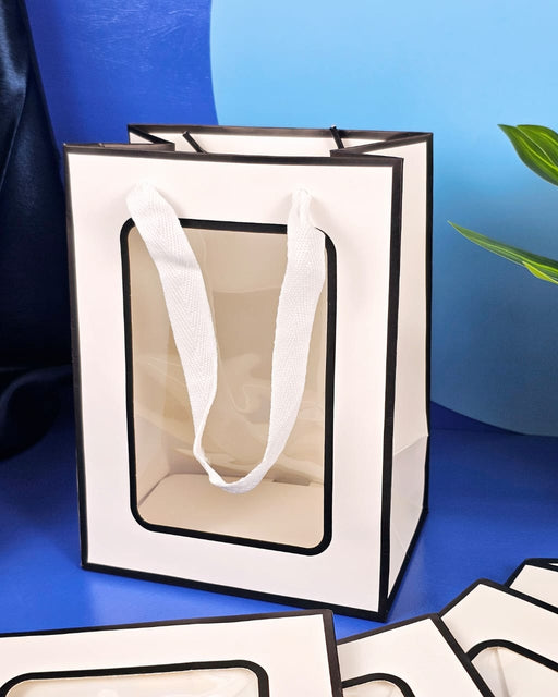 Small size Transparent Bag Goodie Bags With Handle Gift Bag,Hamper Bag,Carry Bags,Shopping Gift Bag,Gift For Gifting,Presents,Return Gifts,Birthday,Party,Wedding,Festivals,Events.