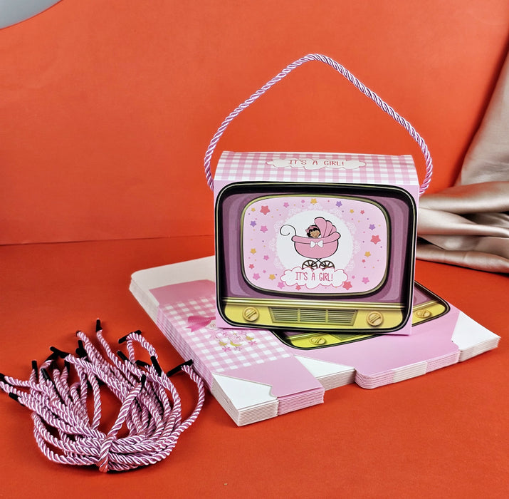 Tv shape Gift Boxes With Handle Gift Paper Boxes, Gift for Birthday Gifting, Gifts, Birthday, Party, Season's Greetings, Gift For Boy & Girl (Pink)