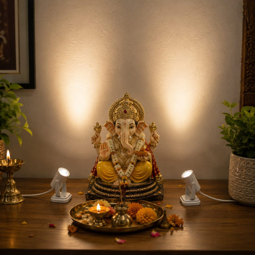 (DESIGN NO 8) LED Mini Focus Light available in White and Warm White. Perfect for pooja, festivals, home décor, showcases and highlighting decorative items with a focused and elegant glow.