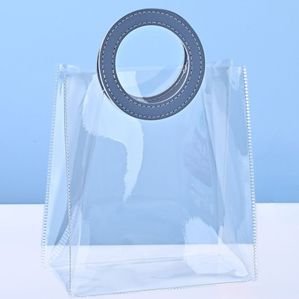 Big Transparent Bags with Round Handle Gift Paper Bag, Carry Bags, Gift Bag, Gift for Birthday, Valentine, Marriage, Festivals, Season's Greetings and Events (Blue) (Big)