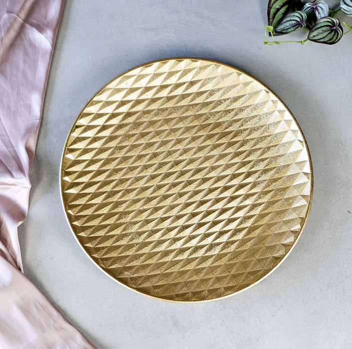 1 piece Round Shape Golden MDF Partical Board Plate for Showpiece, Home decor, Raksha Bandhan, Decoration item, Rakhi Gifting, Pooja, Ganesh Chaturthi, Living Room, Table top (pack of 1)