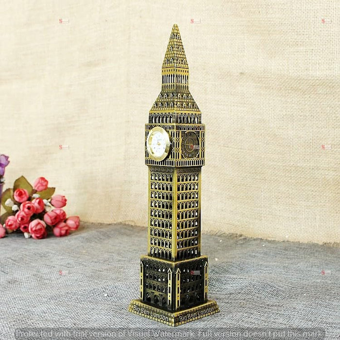 1 Pc London Big Ben Tower Metal Showpiece Antique Statue for Room, Office, Decorative Showpeice for Home, Desk Decor, Table Stand (Metal)