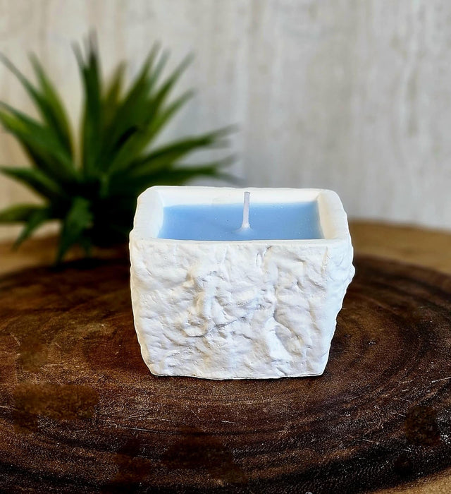 Scented Wax Candle in Square Container | Blue Aromatherapy Candle for Home Décor, Spa, Meditation, Gifting & Relaxation