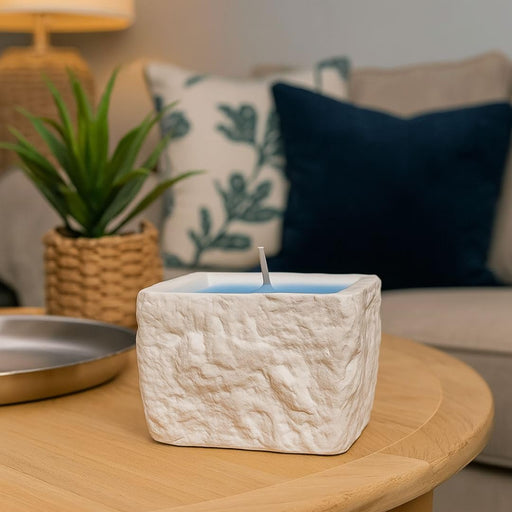 Scented Wax Candle in Square Container | Blue Aromatherapy Candle for Home Décor, Spa, Meditation, Gifting & Relaxation