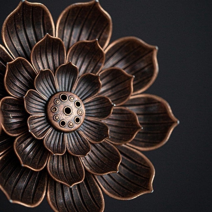Lotus Flower Design Agarbatti Stand Incense Holder Ash Catcher Metal Material for Diwali Pooja, Office, Mandir,Shree Holi Pooja and Many More Spiritual Events, Insence Burner