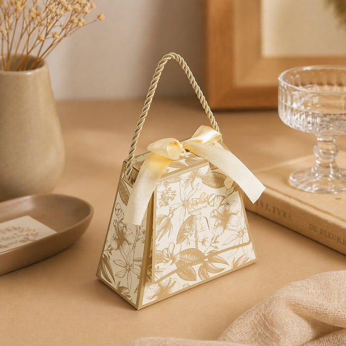 Luxury Floral Gift Box with Handle (13 x 6 x 11 cm) | Premium Chocolate & Dry Fruit Packaging Box | Return Gift Hamper Box | Available in 4 Colors