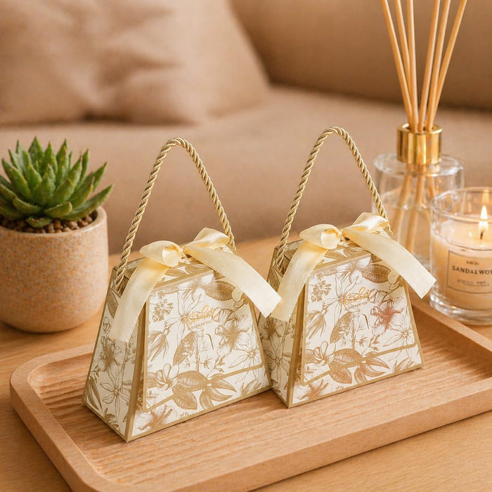 Luxury Floral Gift Box with Handle (13 x 6 x 11 cm) | Premium Chocolate & Dry Fruit Packaging Box | Return Gift Hamper Box | Available in 4 Colors
