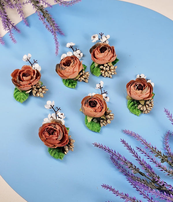 Brown Shaded colour Artifical Flower stylish Brooches Ready to use for any occation, Hamper decoraton, Toran decoration stylish brooches.