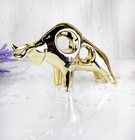 1 Pc Golden Bull Ceramic Showpiece for Home Decor, Statue, Living Room, Decorative Gift Item, Table Decor,Diwali Decor Centre Piece