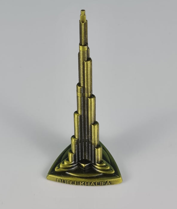 1 Pc Dubai United Arab Emirates Burj Khalifa Metal Showpiece Antique Statue for Room, Office, Decorative Showpeice for Home, Desk Decor, Table Stand (Metal)