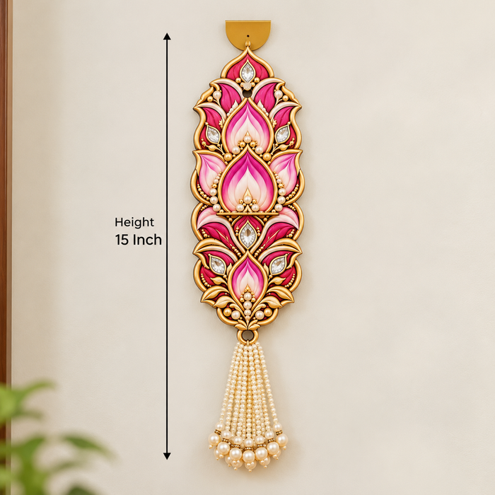 3D Look MDF Lotus Side Hanging with Hook – Festive Diwali Home Decor